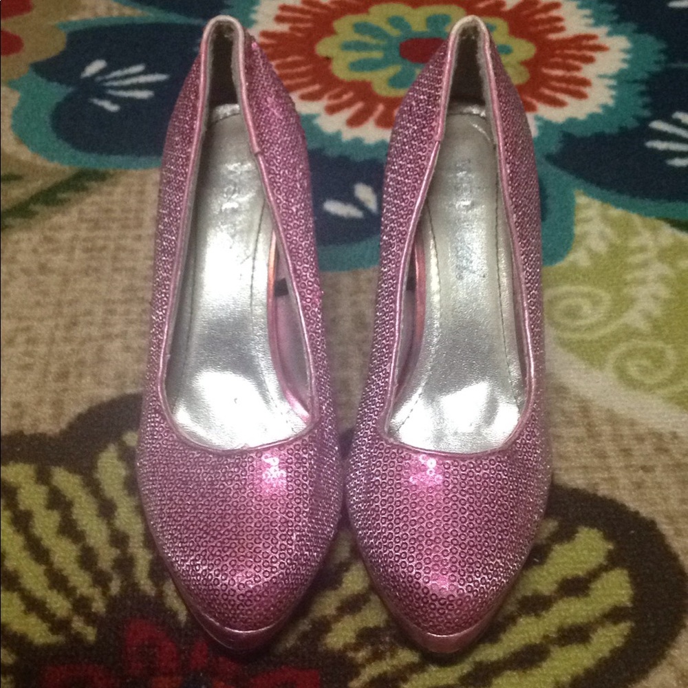 Pink Sequin Pumps